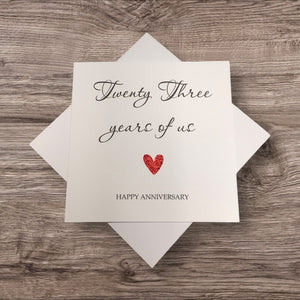 23rd Anniversary Card - Silver Plate 23 Years Greeting Card Personalised - Year Of Us