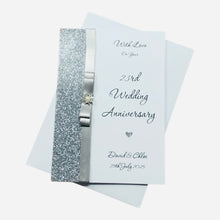 Load image into Gallery viewer, 23rd Wedding Anniversary Card - Silver Plate 23 Year Twenty Third Anniversary - 18 Colour Coice - Luxury Bow
