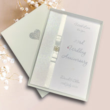 Load image into Gallery viewer, 23rd Wedding Anniversary Card - Silver Plate 23 Year Twenty Third Anniversary -14 Colour Coice - Luxury Bow
