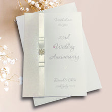 Load image into Gallery viewer, 23rd Wedding Anniversary Card - Silver Plate 23 Year Twenty Third Anniversary -14 Colour Coice - Luxury Bow
