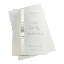 Load image into Gallery viewer, 23rd Wedding Anniversary Card - Silver Plate 23 Year Twenty Third Anniversary -14 Colour Coice - Luxury Bow
