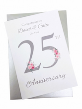 Load image into Gallery viewer, 25th Wedding Anniversary Card - Silver - FN 25
