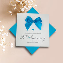 Load image into Gallery viewer, 27th Anniversary Card - Sculpture 27 Year Wedding Anniversary Luxury Greeting Card Personalised - Regal Bow
