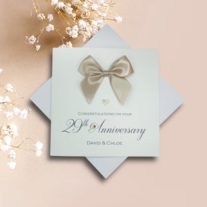29th Anniversary Card - Furniture 29 Year Wedding Anniversary Luxury Greeting Card Personalised - Regal Bow