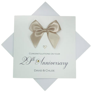 29th Anniversary Card - Furniture 29 Year Wedding Anniversary Luxury Greeting Card Personalised - Regal Bow