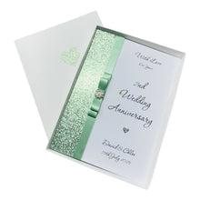 Load image into Gallery viewer, 2nd Anniversary Card - Cotton 2 Year Second Wedding Anniversary - 18 Colour Coice - Luxury Bow
