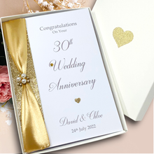 Load image into Gallery viewer, 30th Wedding Anniversary Card - Pearl 30 Year Thirtieth Anniversary Luxury Greeting Card, Personalised
