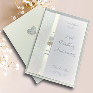 30th Wedding Anniversary Card - Pearl 30 Year Thirtieth Anniversary -14 Colour Coice - Luxury Bow