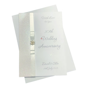 30th Wedding Anniversary Card - Pearl 30 Year Thirtieth Anniversary -14 Colour Coice - Luxury Bow