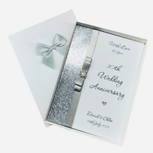 Load image into Gallery viewer, 30th Wedding Anniversary Card - Pearl 30 Year Thirtieth Anniversary - 18 Colour Coice - Luxury Bow

