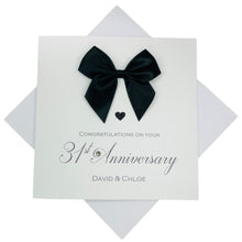 Load image into Gallery viewer, 31st Anniversary Card - 31 Year Wedding Anniversary Luxury Greeting Card Personalised - Regal Bow
