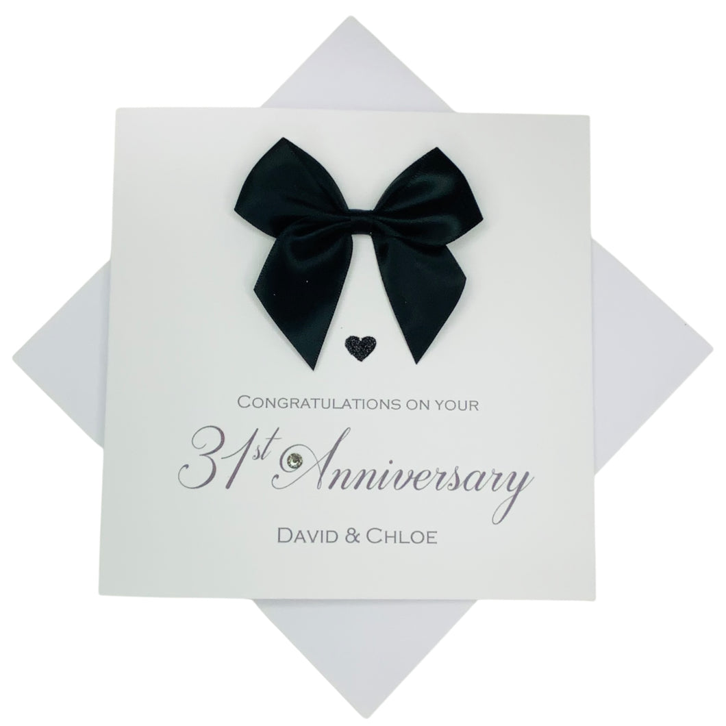 31st Anniversary Card - 31 Year Wedding Anniversary Luxury Greeting Card Personalised - Regal Bow