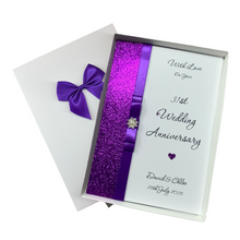 Load image into Gallery viewer, 31st Wedding Anniversary Card - Timepiece 31 Year Thirty First Anniversary - 18 Colour Coice - Luxury Bow
