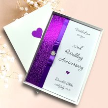 Load image into Gallery viewer, 32nd Wedding Anniversary Card - Lapis 32 Year Thirty Second Anniversary - 18 Colour Coice - Luxury Bow
