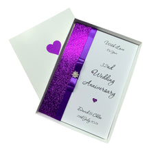 Load image into Gallery viewer, 32nd Wedding Anniversary Card - Lapis 32 Year Thirty Second Anniversary - 18 Colour Coice - Luxury Bow
