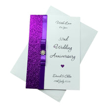 Load image into Gallery viewer, 32nd Wedding Anniversary Card - Lapis 32 Year Thirty Second Anniversary - 18 Colour Coice - Luxury Bow
