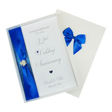 Load image into Gallery viewer, 32nd Wedding Anniversary Card - Lapis 32 Year Thirty Second Anniversary Luxury Greeting Card, Personalised
