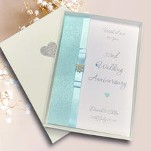 Load image into Gallery viewer, 32nd Wedding Anniversary Card - Lapis 32 Year Thirty Second Anniversary -14 Colour Coice - Luxury Bow
