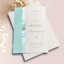 Load image into Gallery viewer, 32nd Wedding Anniversary Card - Lapis 32 Year Thirty Second Anniversary -14 Colour Coice - Luxury Bow
