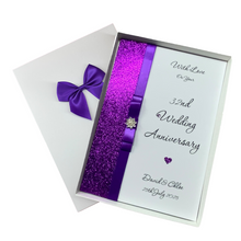 Load image into Gallery viewer, 32nd Wedding Anniversary Card - Lapis 32 Year Thirty Second Anniversary - 18 Colour Coice - Luxury Bow
