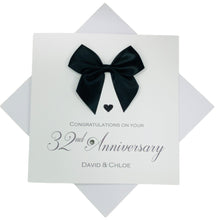 Load image into Gallery viewer, 32nd Anniversary Card - 32 Year Wedding Anniversary Luxury Greeting Card Personalised - Regal Bow
