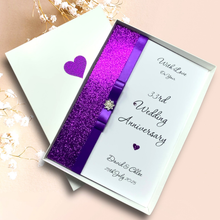 Load image into Gallery viewer, 33rd Wedding Anniversary Card - Amethyst 33 Year Thirty Third Anniversary - 18 Colour Coice - Luxury Bow
