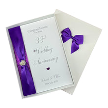 Load image into Gallery viewer, 33rd Wedding Anniversary Card - Amethyst 33 Year Thirty Third Anniversary Luxury Greeting Card, Personalised
