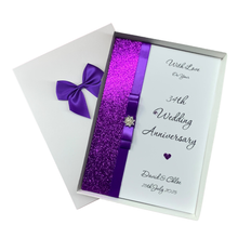 Load image into Gallery viewer, 34th Wedding Anniversary Card - Opal 34 Year Thirty Fourth Anniversary - 18 Colour Coice - Luxury Bow
