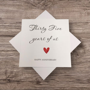 35th Anniversary Card - Coral 35 Years Greeting Card Personalised - Year Of Us