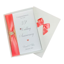 Load image into Gallery viewer, 35th Wedding Anniversary Card - Coral 35 Year Thirty Fifth Anniversary Luxury Greeting Card, Personalised
