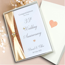 Load image into Gallery viewer, 35th Wedding Anniversary Card - Coral 35 Year Thirty Fifth Anniversary Luxury Greeting Card, Personalised
