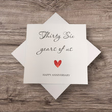 Load image into Gallery viewer, 36th Anniversary Card - Bone China 36 Years Greeting Card Personalised - Year Of Us
