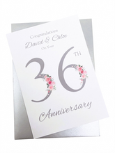 Load image into Gallery viewer, 36th Wedding Anniversary Card - Bone China - FN 36
