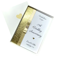 Load image into Gallery viewer, 37th Wedding Anniversary Card - Alabaster 37 Year Thirty Seventh Anniversary - 18 Colour Coice - Luxury Bow
