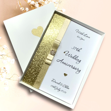 Load image into Gallery viewer, 37th Wedding Anniversary Card - Alabaster 37 Year Thirty Seventh Anniversary - 18 Colour Coice - Luxury Bow

