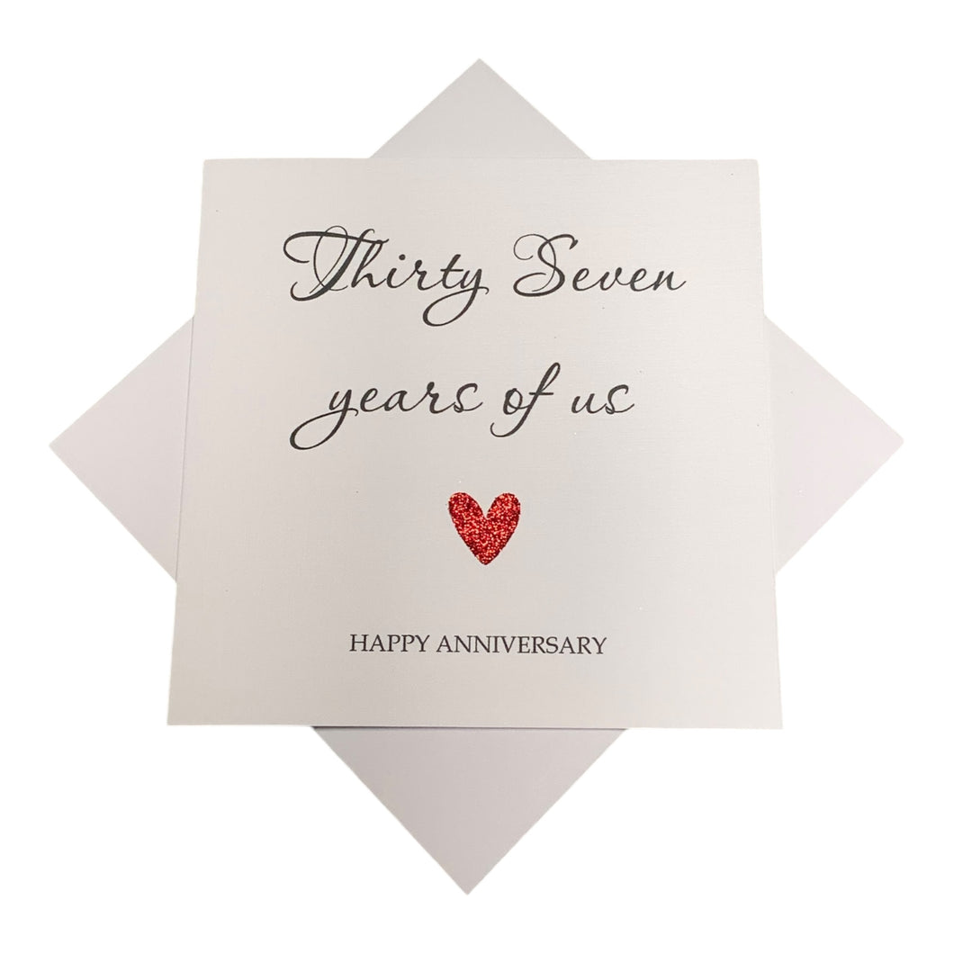 37th Anniversary Card - Alabaster 37 Years Greeting Card Personalised - Year Of Us