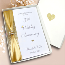 Load image into Gallery viewer, 37th Wedding Anniversary Card - Alabaster 37 Year Thirty Seventh Anniversary Luxury Greeting Card Personalised
