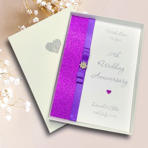 37th Wedding Anniversary Card - Alabaster 37 Year Thirty Seventh Anniversary -14 Colour Coice - Luxury Bow