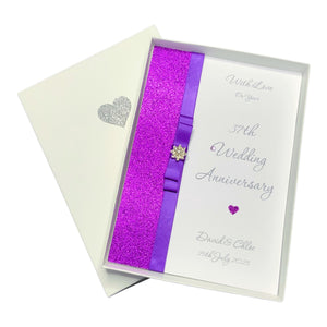 37th Wedding Anniversary Card - Alabaster 37 Year Thirty Seventh Anniversary -14 Colour Coice - Luxury Bow