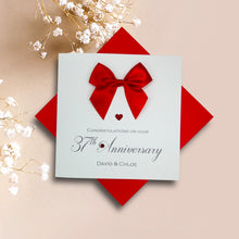 Load image into Gallery viewer, 37th Anniversary Card - 37 Year Wedding Anniversary Luxury Greeting Card Personalised - Regal Bow
