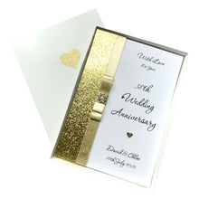 Load image into Gallery viewer, 38th Wedding Anniversary Card - Tourmaline 38 Year Thirty Eighth Anniversary - 18 Colour Coice - Luxury Bow
