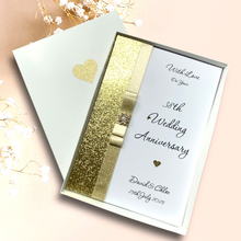 Load image into Gallery viewer, 38th Wedding Anniversary Card - Tourmaline 38 Year Thirty Eighth Anniversary - 18 Colour Coice - Luxury Bow
