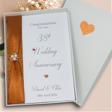 Load image into Gallery viewer, 38th Wedding Anniversary Card - Tourmaline 38 Year Thirty Eighth Anniversary Luxury Greeting Card Personalised
