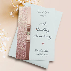 39th Wedding Anniversary Card - Lace 39 Year Thirty Ninth Anniversary - 18 Colour Coice - Luxury Bow