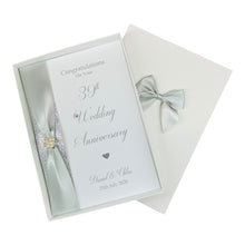 Load image into Gallery viewer, 39th Wedding Anniversary Card - Lace 39 Year Thirty Ninth Anniversary Luxury Greeting Card Personalised
