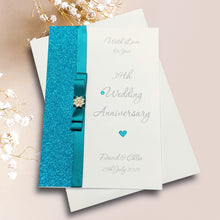 Load image into Gallery viewer, 39th Wedding Anniversary Card - Lace 39 Year Thirty Ninth Anniversary -14 Colour Coice - Luxury Bow
