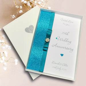 39th Wedding Anniversary Card - Lace 39 Year Thirty Ninth Anniversary -14 Colour Coice - Luxury Bow