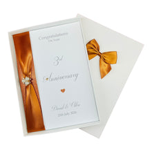 Load image into Gallery viewer, 3rd Anniversary Card - Leather 3 Year Third Wedding Anniversary Luxury Greeting Card Personalised
