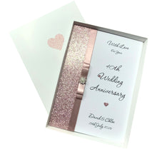 Load image into Gallery viewer, 40th Wedding Anniversary Card - Ruby 40 Year Fourtieth Anniversary - 18 Colour Coice - Luxury Bow
