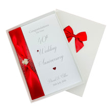Load image into Gallery viewer, 40th Wedding Anniversary Card - Ruby 40 Year Fourtieth Anniversary Luxury Greeting Card Personalised
